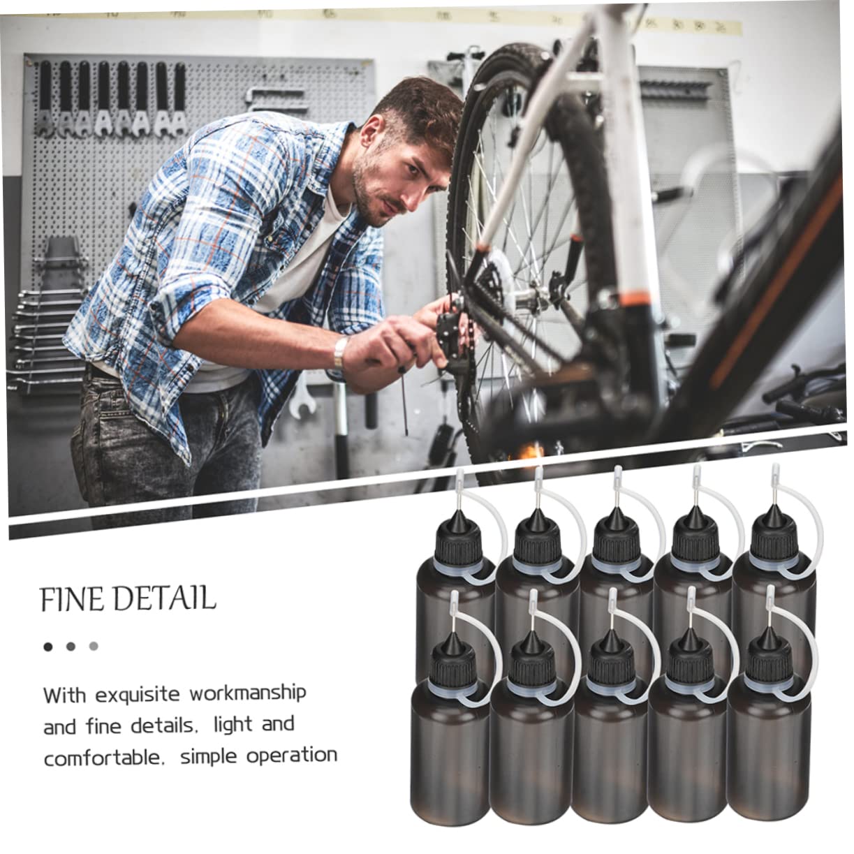 VALICLUD 5 Sätze Ölflasche Düse Nadel Klebstoff-tropfflaschen Quetschen Wasserflasche Praktische Leimflasche Drücken Sie Die Spitze Flasche Zusammen Sport Schwarz 10 Stück * 5