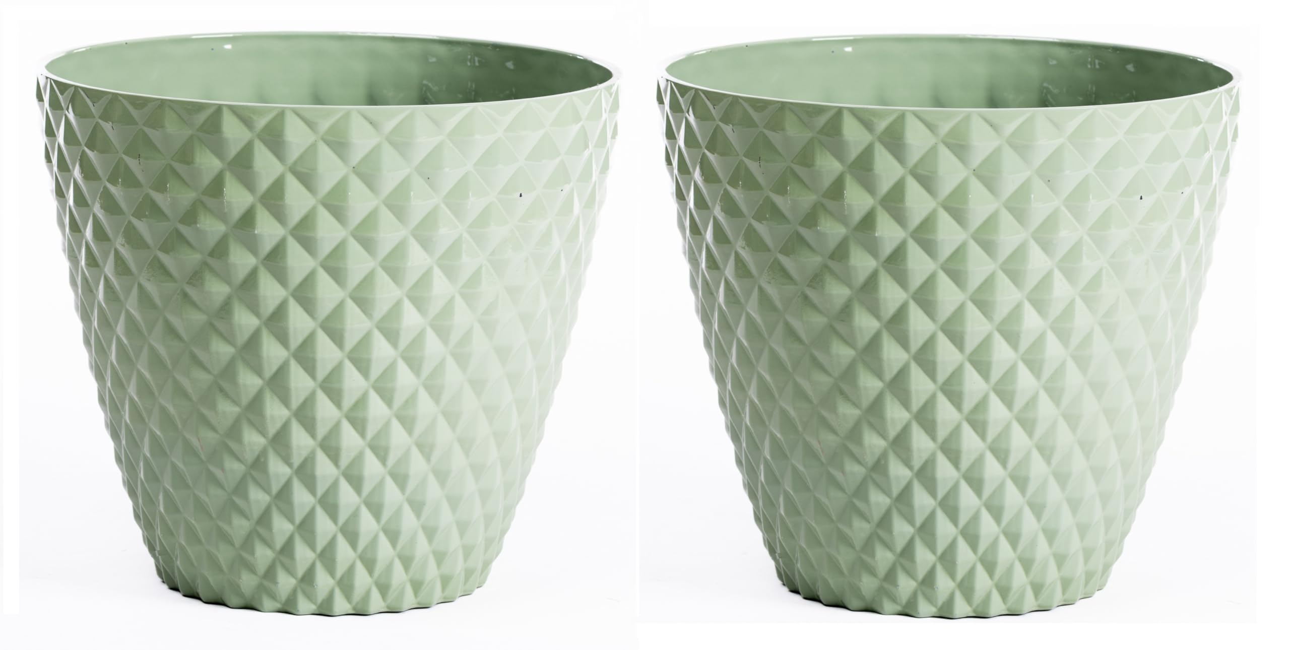 B&Q -  Diamond Planter Sage Green (D39.5 X H35Cm) X 2