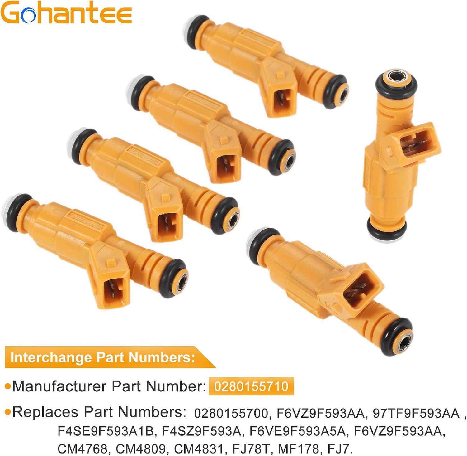 Fuel Injectors 0280155710 Compatible with Jeep Cherokee Grand Cherokee 1987-1998 Wrangler Comanche 4.0L 4 Holes Fuel Injector 0280155700