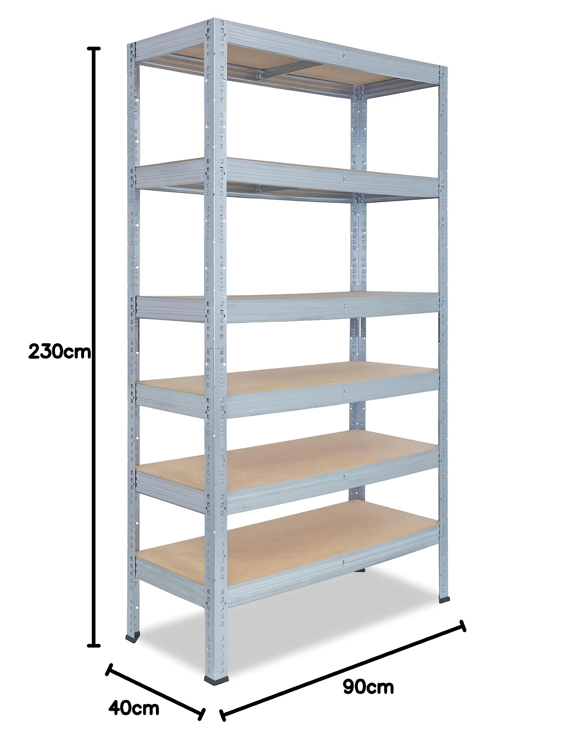 shelfplaza Pro 230x90x40cm Schwerlastregal verzinkt mit 6 Böden x 166kg | Kellerregal · Lagerregal · Metallregal · Regale für Kellerraum · Steckregal · Abstellraum Regal