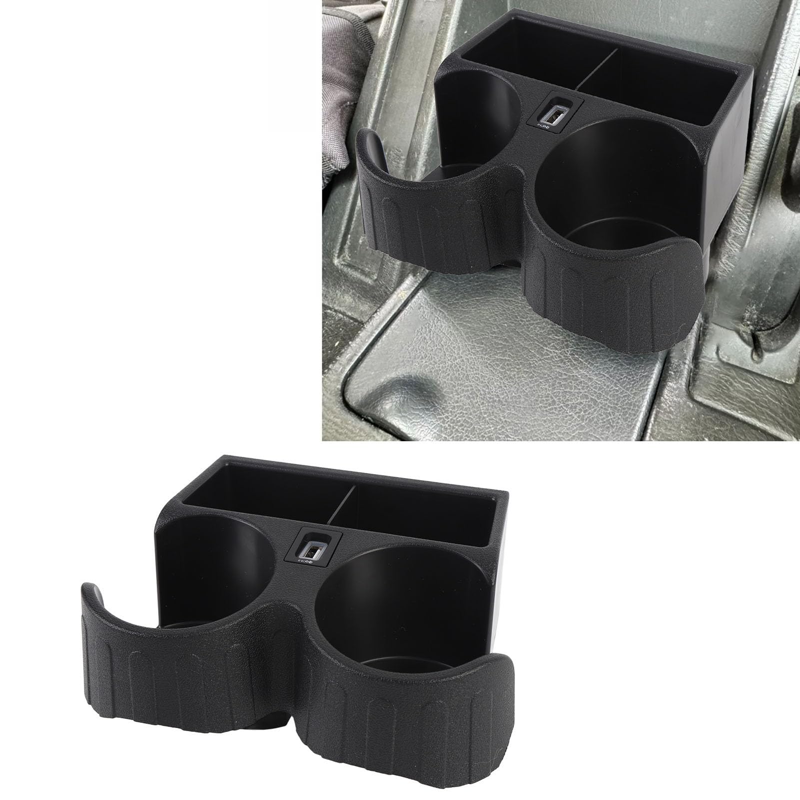 Uchwyt do Kubka Samochodowego Port USB FYE727069 Plactopoodporne Tworzywa Sztuczne Wielofunkcyjne Napoje Samochodowe Konsola Podwójna Kubek Uchwyt do Dwóch Filiżanek Czarny