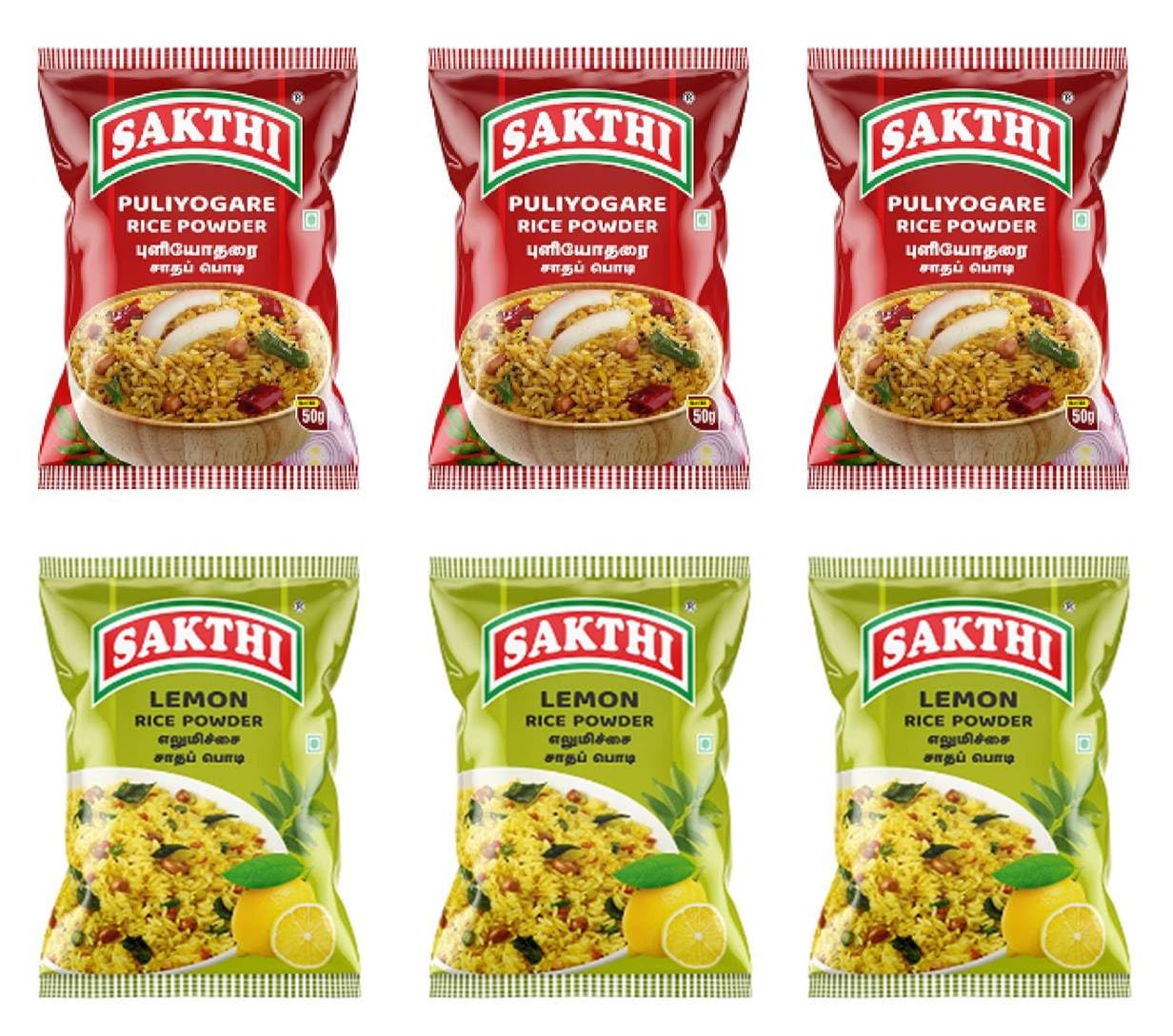 SAKTHI Puliyogara Rice Powder 50 g (3 Pack) | SAKTHI Lemon Rice Powder 50 g (3 Pack) | Pack of 6 | Total 300 g | The Premium Spices | Indias Largest Selling Masala Products (B0CLS6M9WP) Amazon Price History, Amazon Price Tracker
