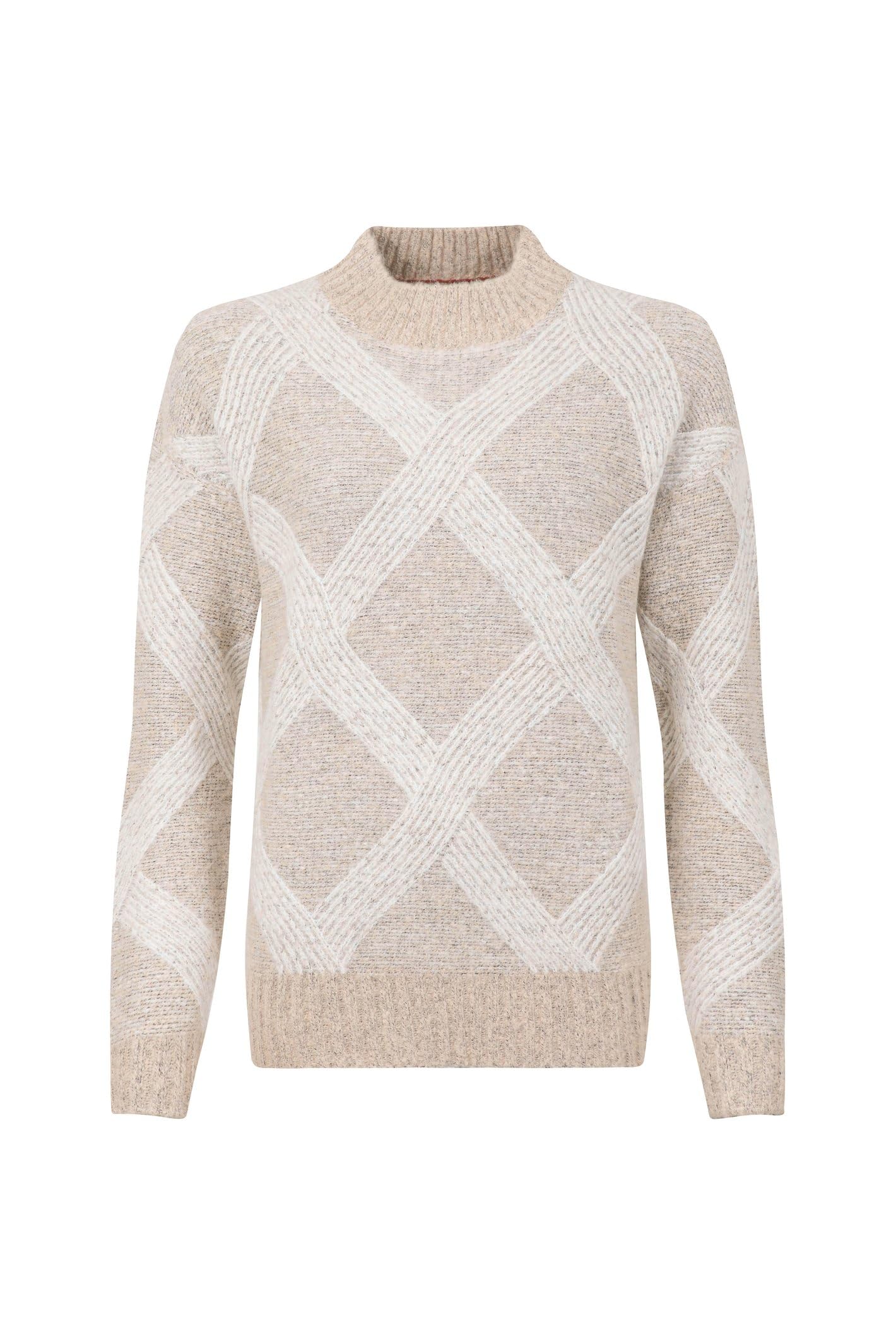 Weird Fish Women's Ivory Darlyn Diamond Ribbed Jumper In | Size: 14