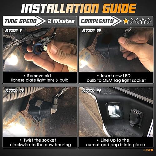 Miniatura 8 de HERCOO Luces de matrícula, lente de lámpara, clips negros, carcasa compatible con Dodge Ram 2003-2018 1500 2500 3500 de repuesto para parachoques