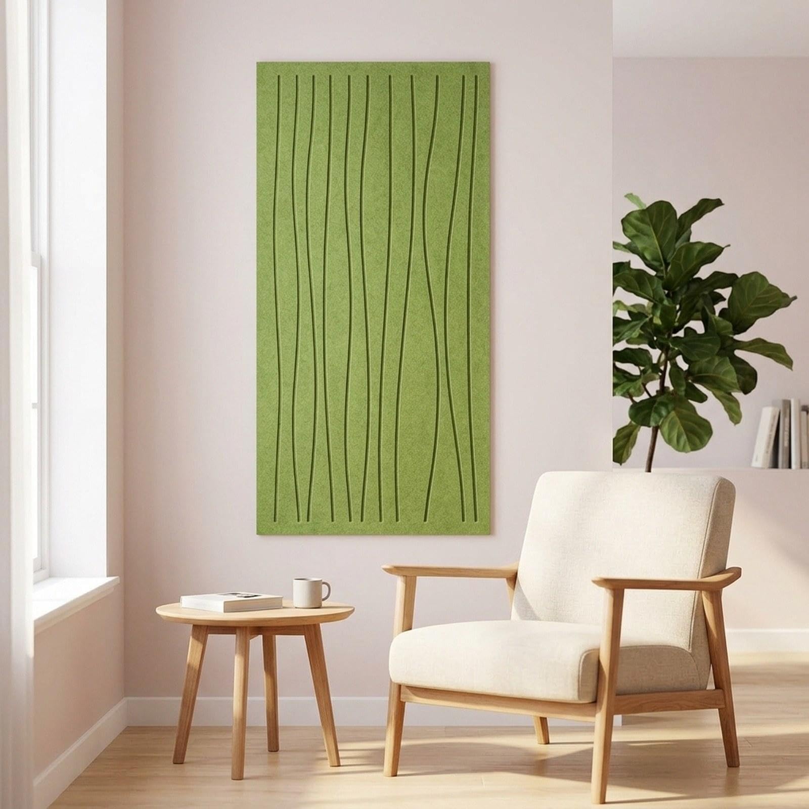 6 Piezas de Paneles Acústicos, Paneles de Aislamiento Acústico Artísticos, Paneles Decorativos de Poliéster, Absorción de Sonido, Fácil Instalación, a, Verde
