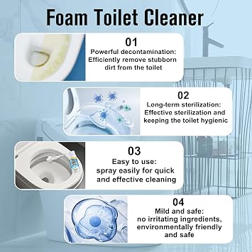 Foam Toilet Cleaner, 2025 NewToilet BowlCleaner, Advanced Toilet Cleaner for Home Bathroom, Powerful Instant Bowl Cleaners for Toilets Squatting Pans