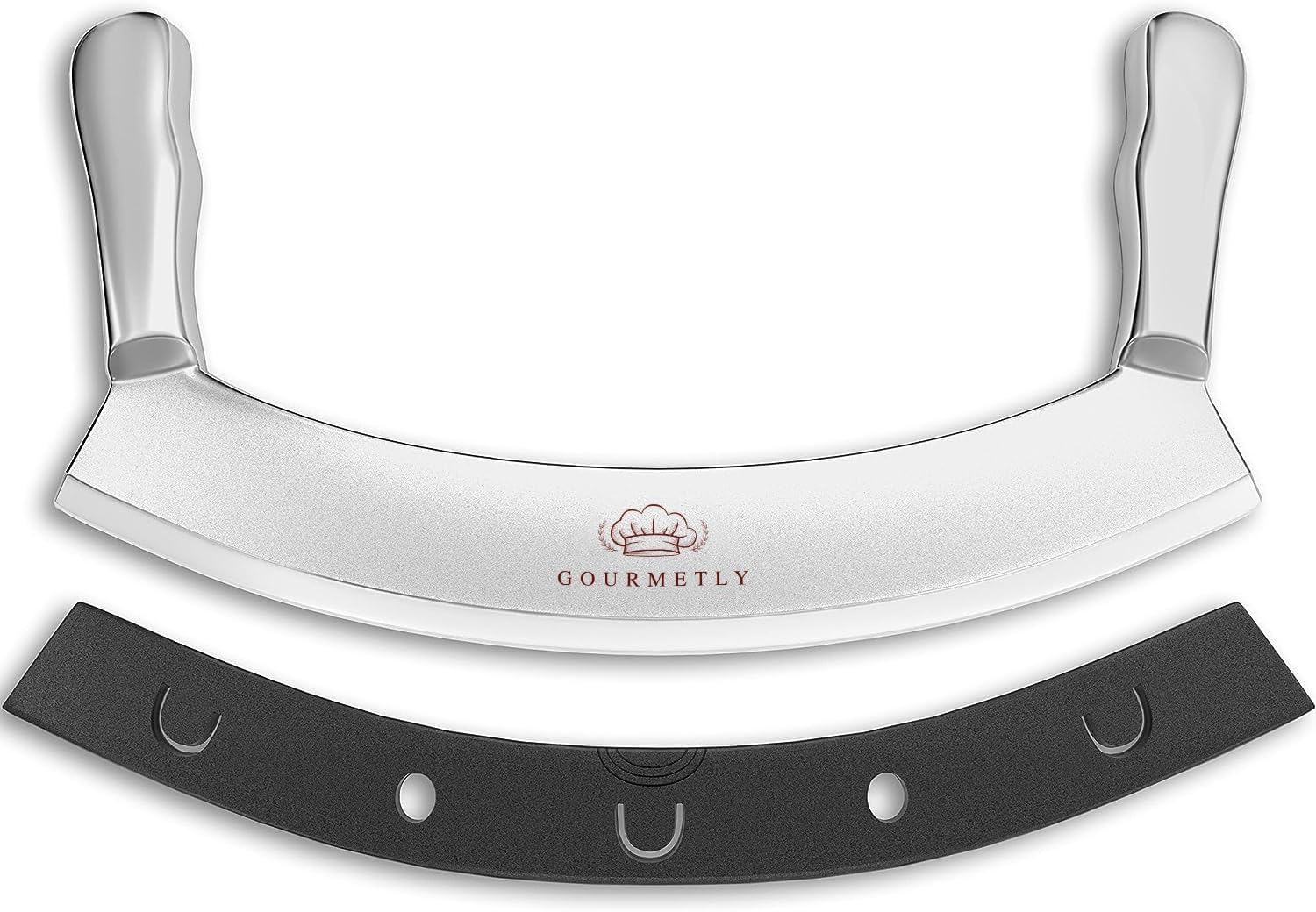 Pizza Cutter Super Sharp Blade Double Handled Stainless Steel Rocking Knife Perfect Grip Simple Cut Perfect Slices by Medove