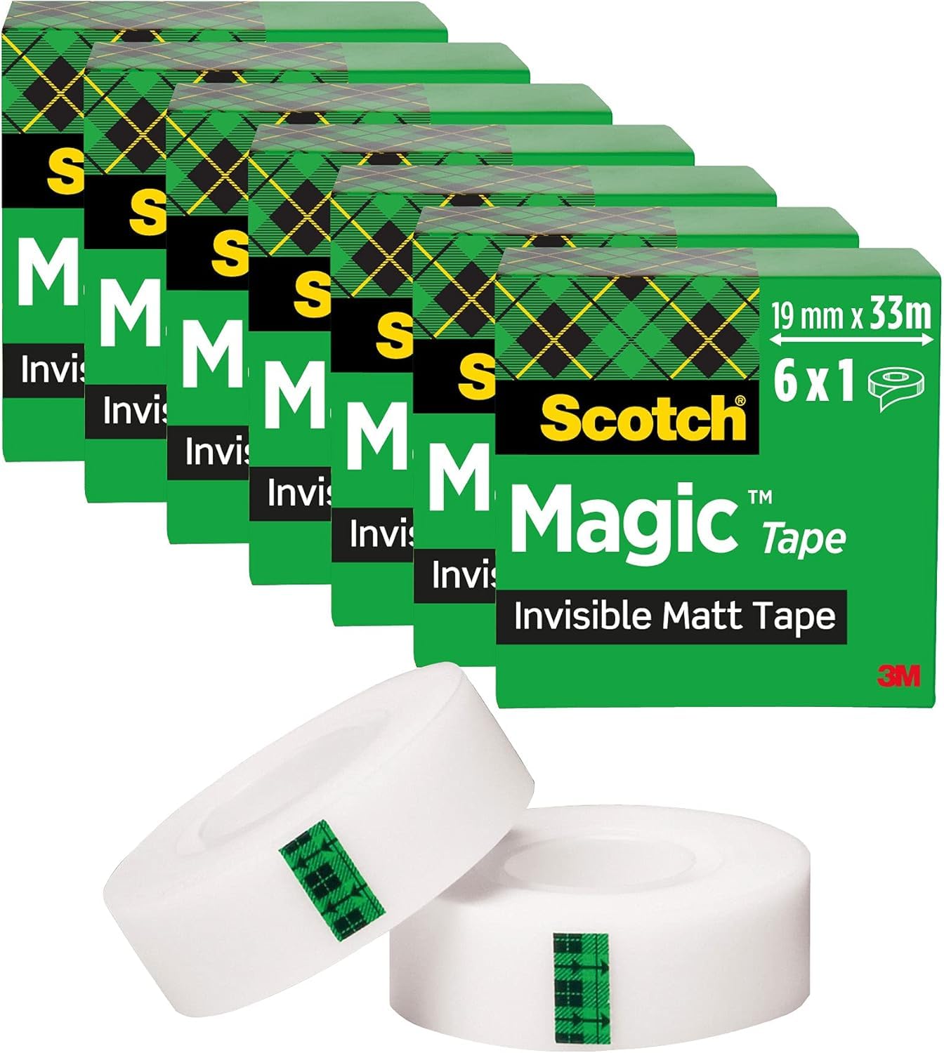Scotch Magic Invisible Tape Value Pack - 6 Rolls - 19 mm x 33 m - General Purpose Sticky Tape for Document Repair, Labelling & Sealing