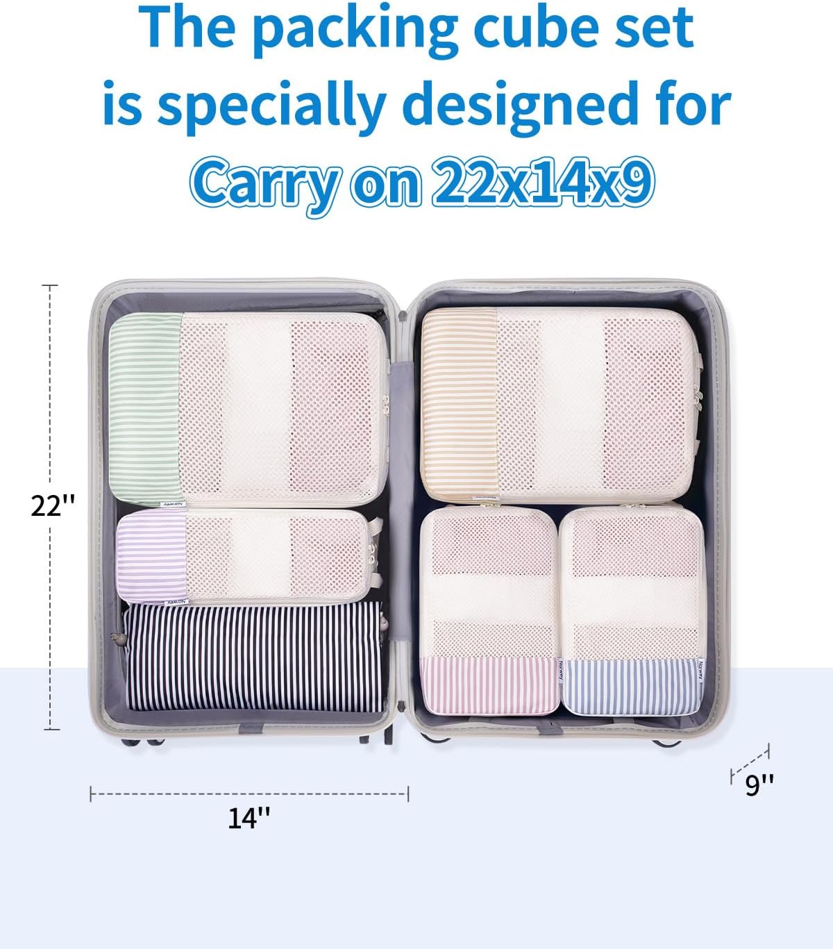 Narwey 6 Set/5 Set Compression Packing Cubes for Travel Kids Women Carry on, Packing Organizers Bag for Backpack Luggage Suitcase Duffle Bags - Image 2