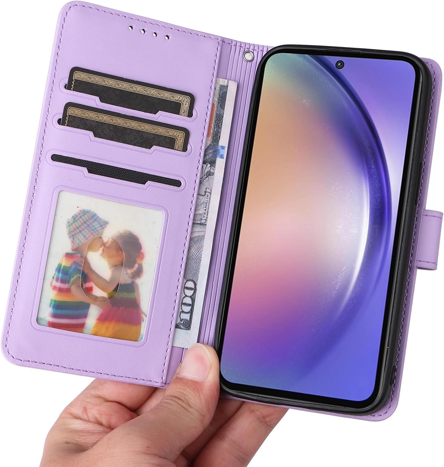 for Samsung Galaxy A55 5G Wallet Case with Card Holder Detachable Case, Phone Cover Leather Flip Folio Case for Samsung Galaxy A55 5G.Purple