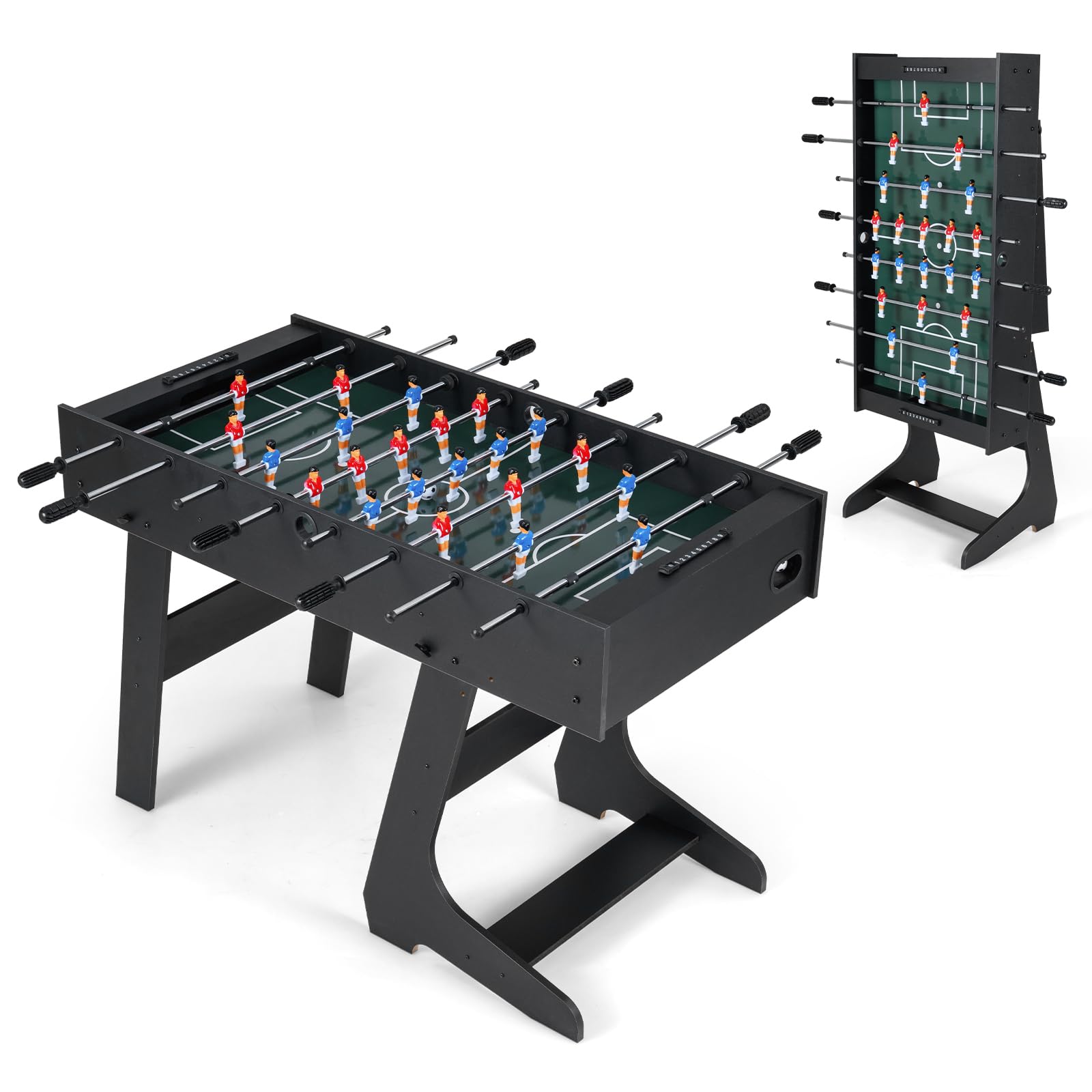 HOMASIS Kickertisch, klappbarer Tischfußball inkl. 22 Kicker, 2 Bällen & 2 Punktezähler, Tischkicker für Erwachsene & Kinder, Fußballtisch, Spieltisch für Partys & Bars, 121 x 60,5 x 81 cm