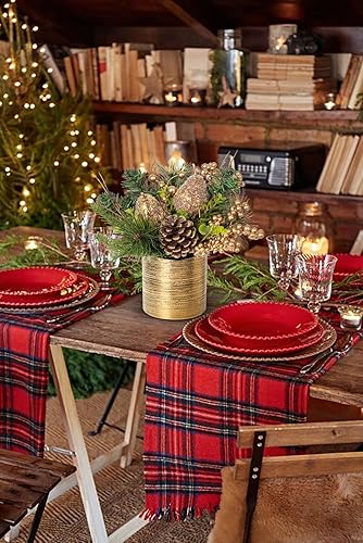 Miniatura 3 de Mini árbol de Navidad, árbol de Navidad artificial en maceta con peras, conos de pino, bayas, arreglos florales de Navidad pequeños en maceta de