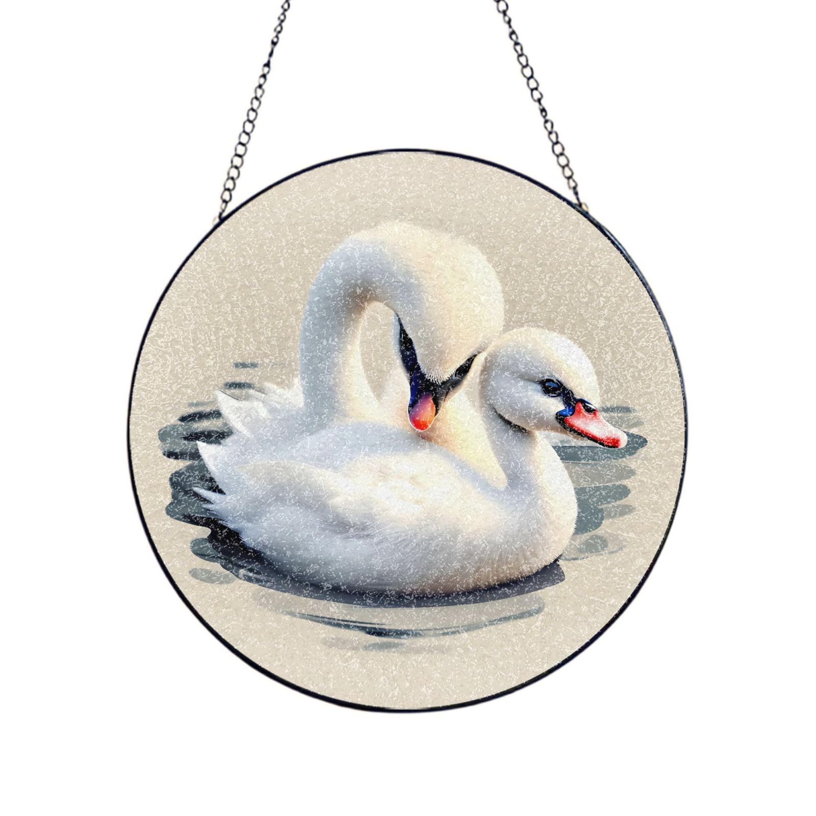 Phayah Cute Little Swan Print Glass Window Hanging Sun Catchers Suncatcher Decor For Birthday For Home Garden Porch 8in（20cm）