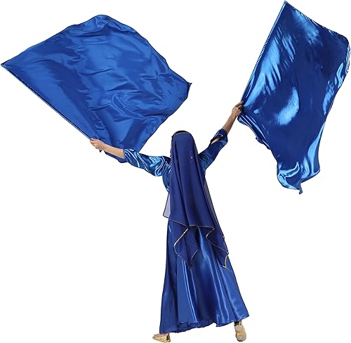 Miniatura 5 de Wuchieal Banderas rectangulares de adoración de 51 x 45 pulgadas, banderas de alabanza con varillas escalables, 1 par (azul marino)