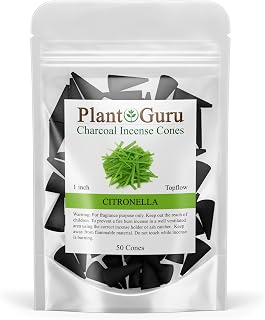 Citronella Charcoal Incense Cones 1" TOPFLOW - 50 Pack - Natural Scented Cones Handmade Hand Dipped