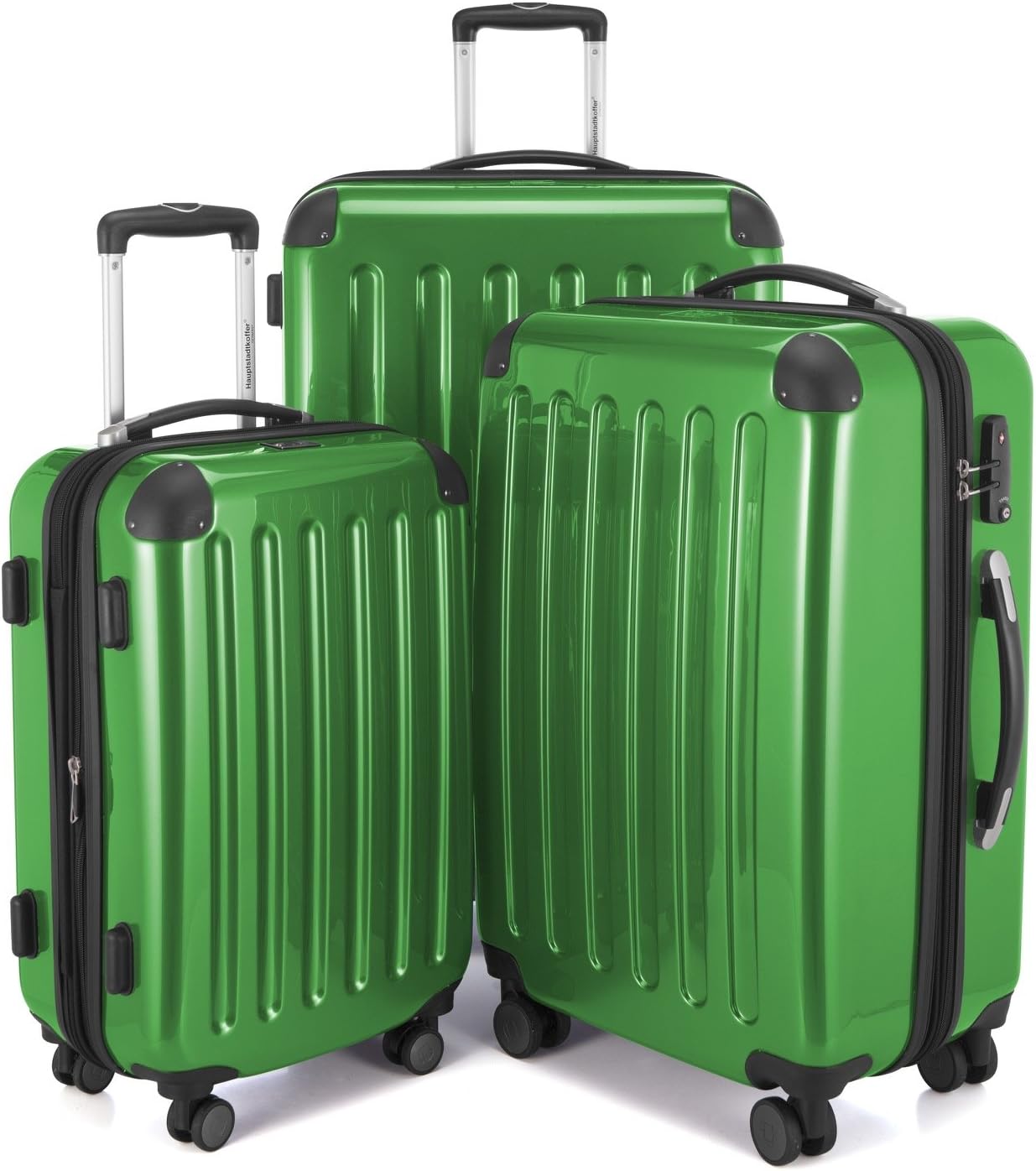 HAUPTSTADTKOFFER - Alex - Set of 3 Hard-side Luggages Trolley Suitces Expandable, TSA, (S, M & L), green