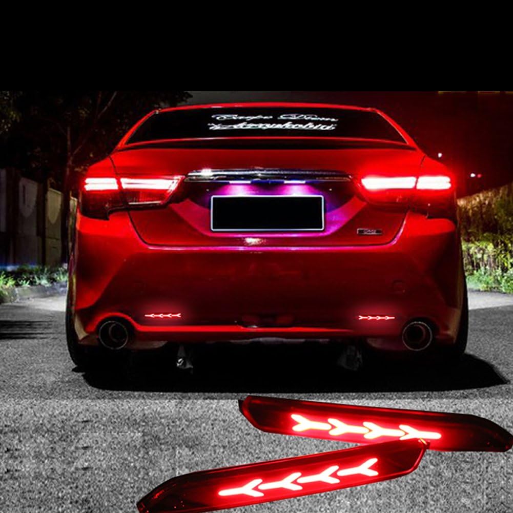 GTINTHEBOX 3D Optic Fish Bone Style Red LED Rear Bumper Reflectors Brake Tail Lights Lamps For Lexus RC250 RC350 IS-F GX470 Toyota REIZ Sienna Matrix Venza Avalon