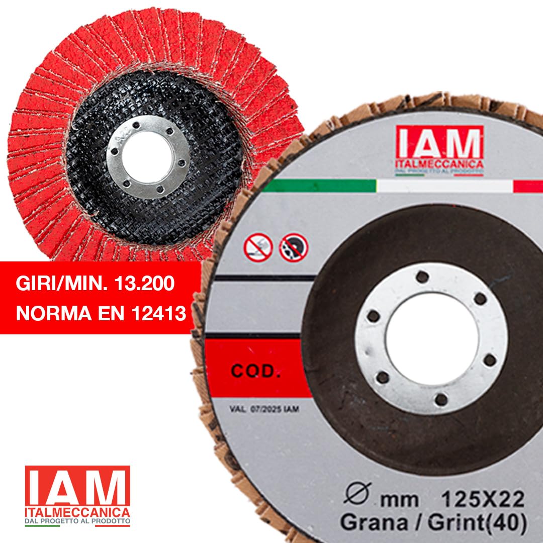 Flap Disc Ceramico Doppia Lamella | 125 x 22 mm | Grana 40 | 10 Pezzi | Dischi smerigliatrice | Dischi Lamellari Professionali Abrasivo Zirconio |Dischi Abrasivi Lamellare