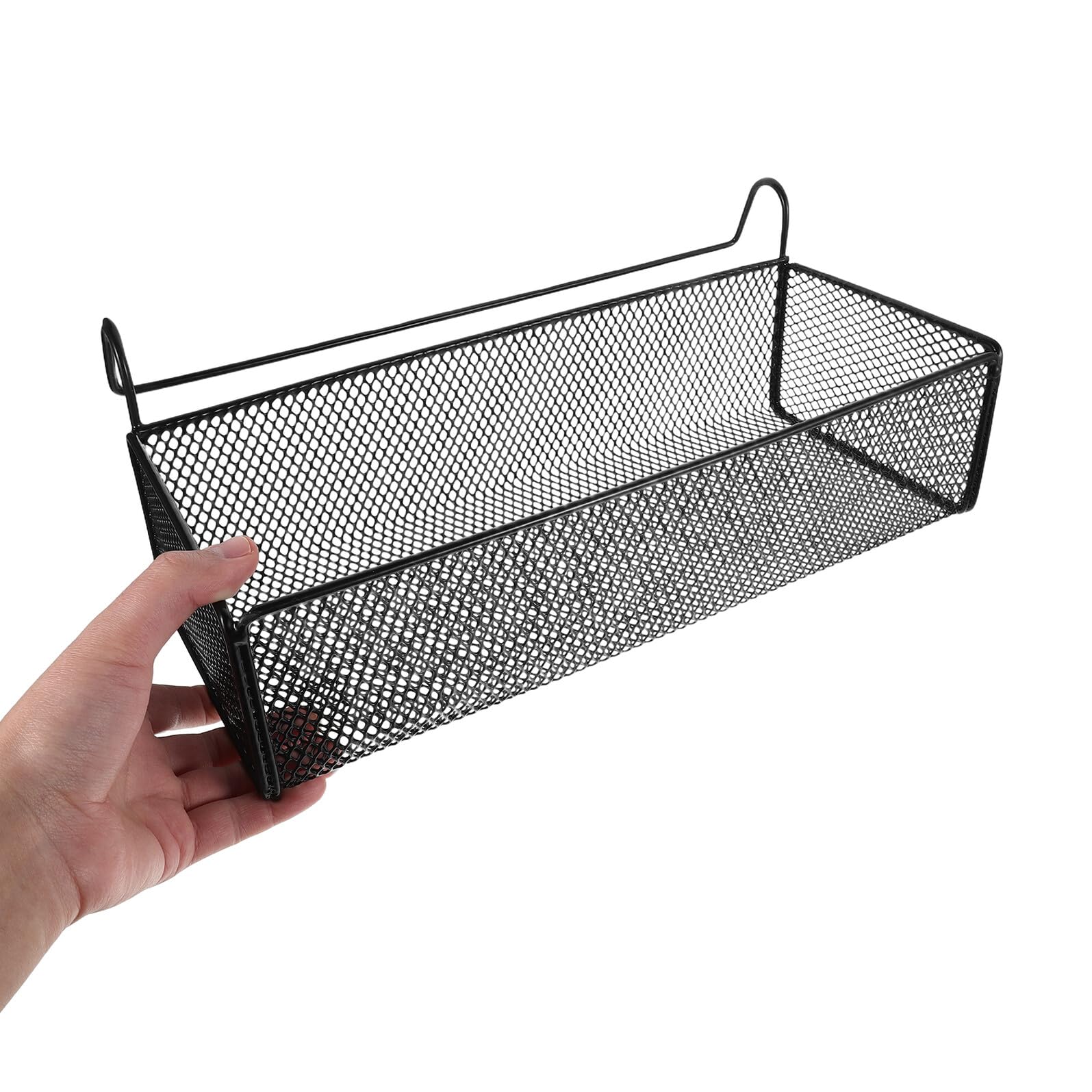 Organizador Colgante de Hierro Negro Grande sin Taladros para Baño y Dormitorio, Cesta de Almacenamiento para Cama Alta, Cesta Resistente para Ducha y Espacio Reducido