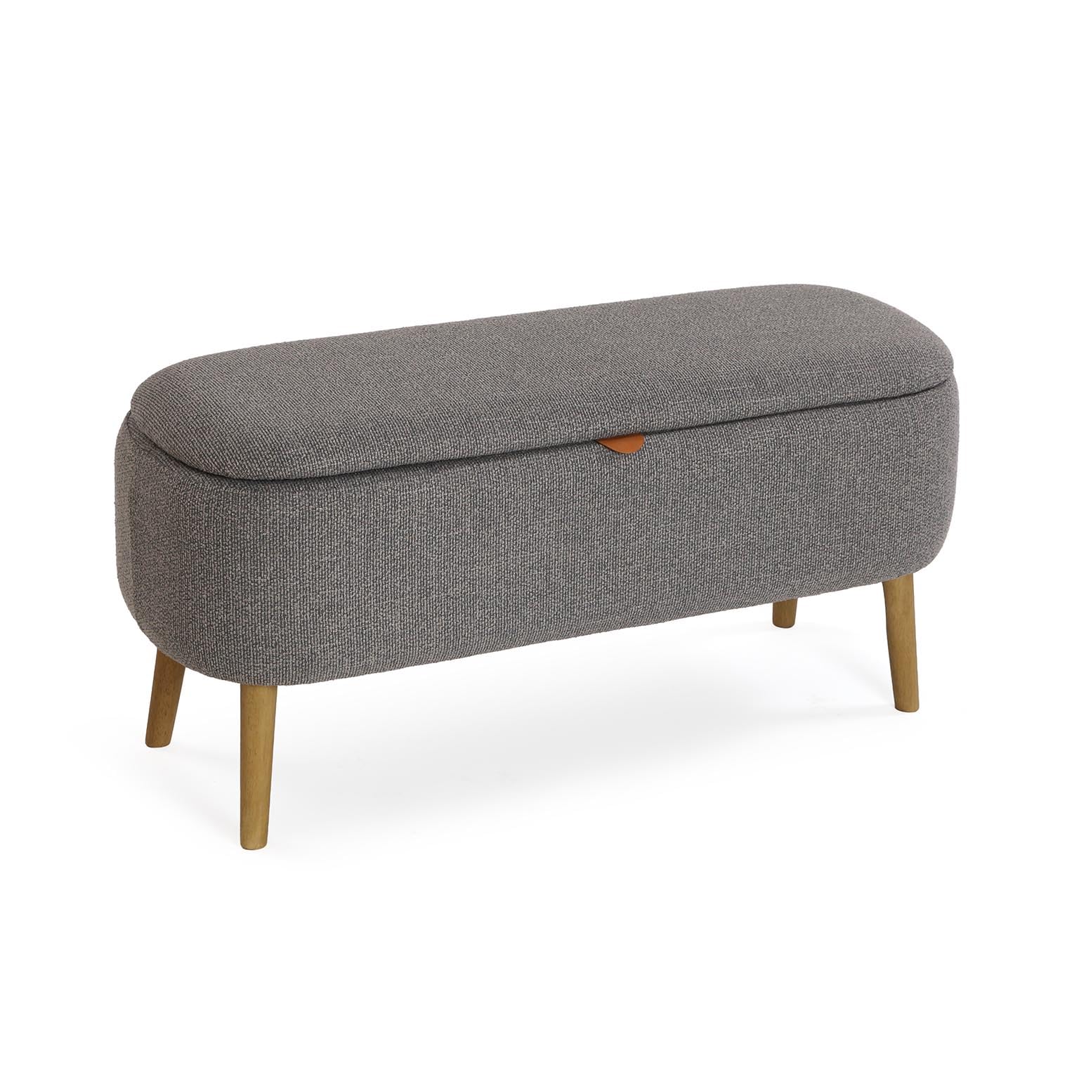 Banco pie de cama Maniko gris claro para calzarse cómodamente en el vestidor