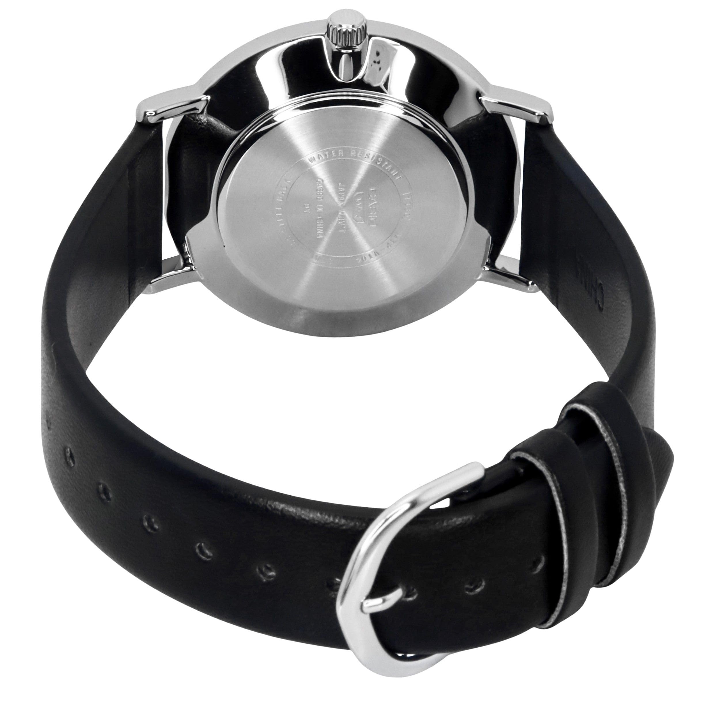 Casio MTP-VT04L-7E Orologio analogico da uomo minimalista con cinturino in pelle nera quadrante bianco a forma concava a 3 lancette, bianco