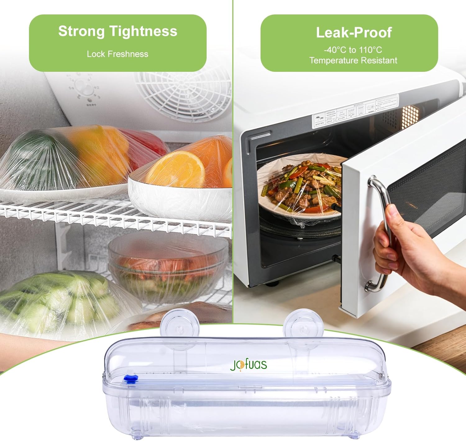 Plastic Wrap with Slide Cutter - Food Cling Wrap Reusable Cling Film Dispenser Fits 12" Rolls BPA-Free Cuts for Aluminum Foil, Tin Foil, Baking Paper