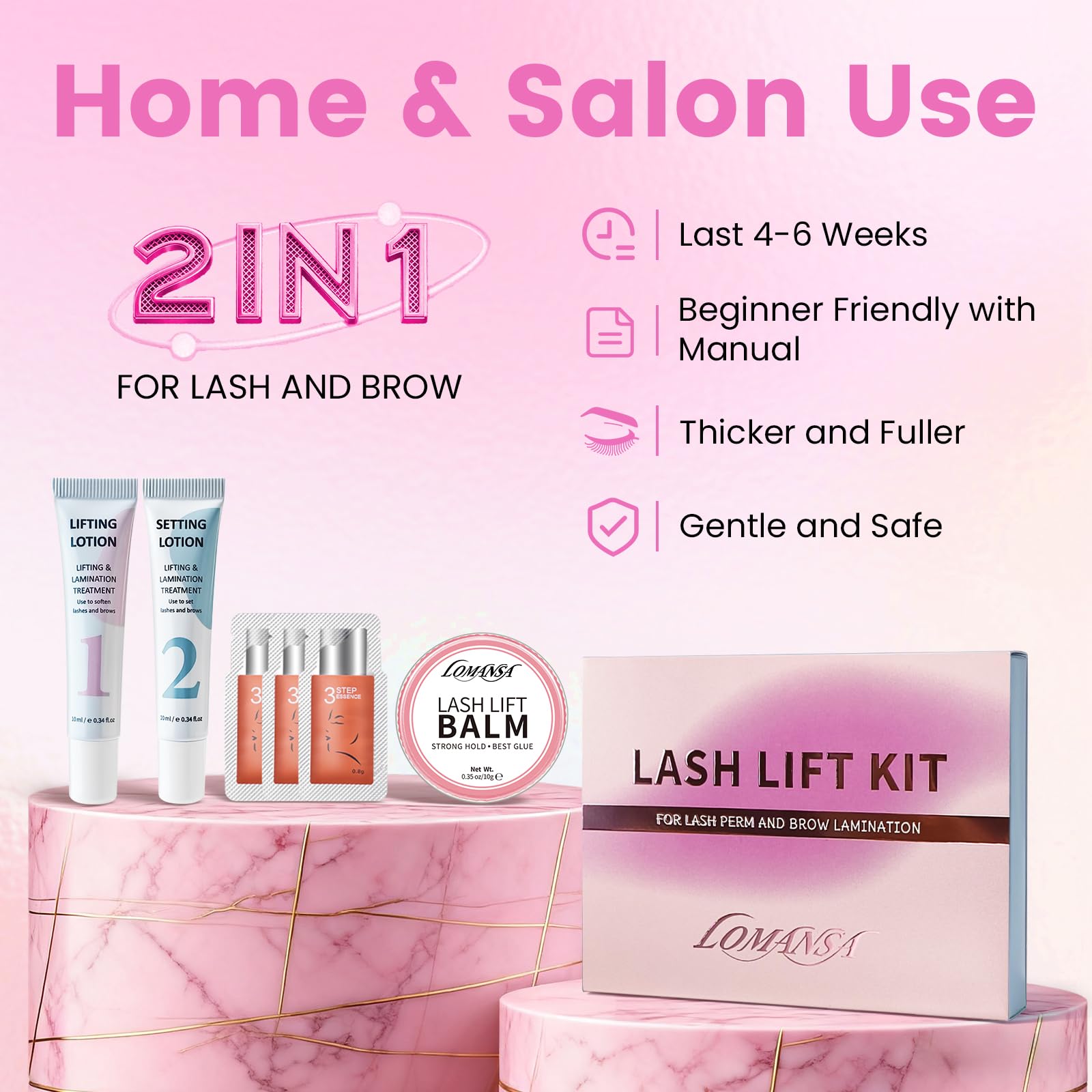 Lomansa Lash Lift Kit, Eyelash Lift Kit, Brow Lamination Kit, Nourishing Lash Lift Balm with 6 Sizes Lash Lift Pad - Image 4