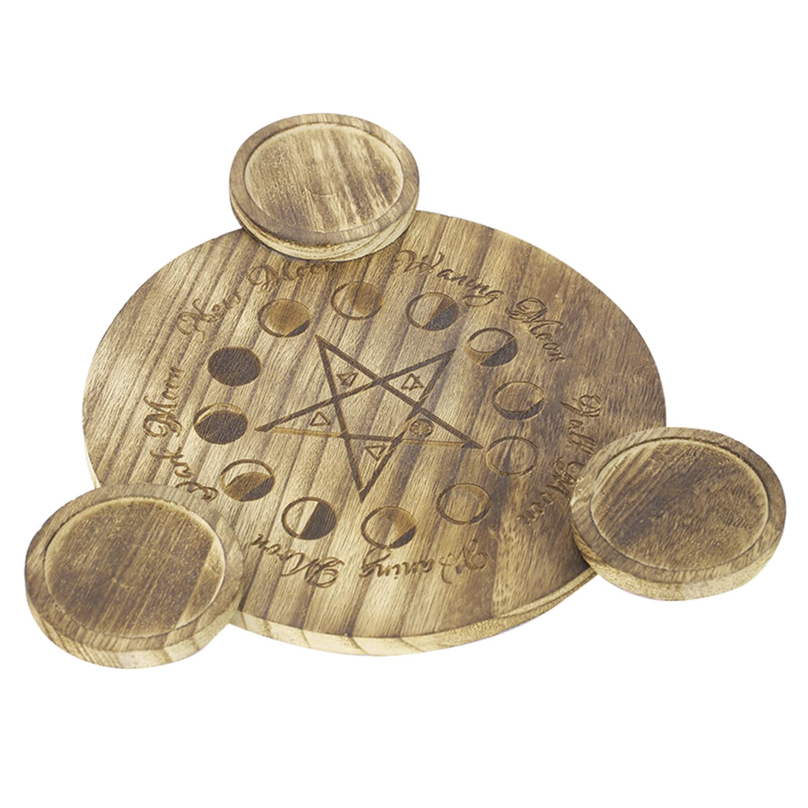 Portacandele astrologico Tavolo Pentacolo Altare Piatto Titolare Legno Divinazione Cerimonia Candeliere Titolari Altare Candeliere Titolari Stella Portacandele Titolare
