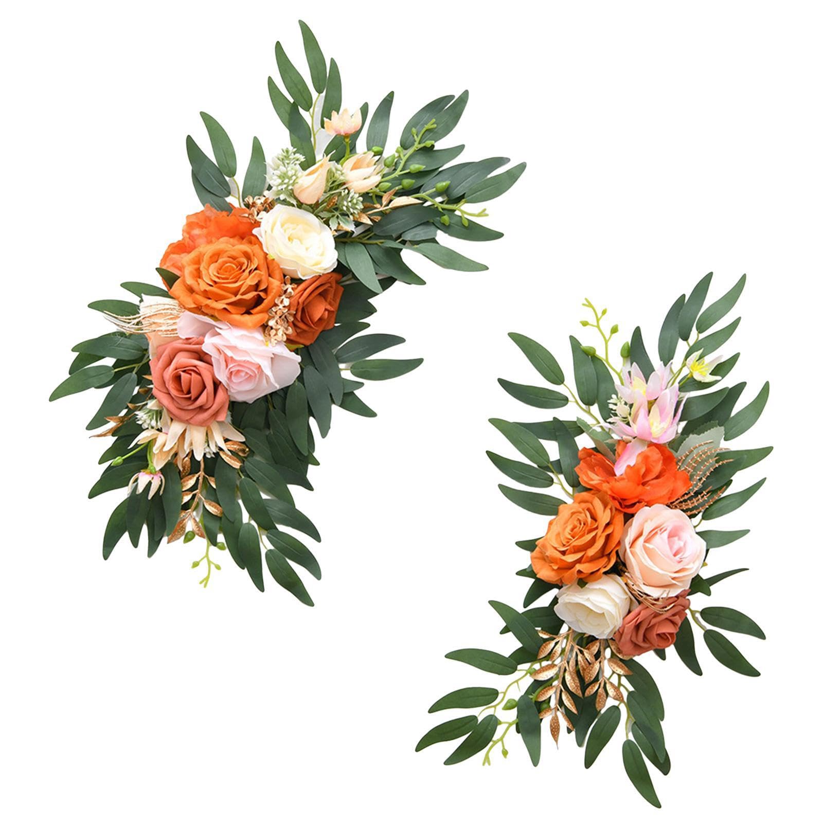 HOIXZCS Unique Wedding Arch Flowers Swag Stand Lifelike Silk Floral Arrangement Essential For Wedding Decorations And Party Backdrops Artificial Floral Swag, Orange