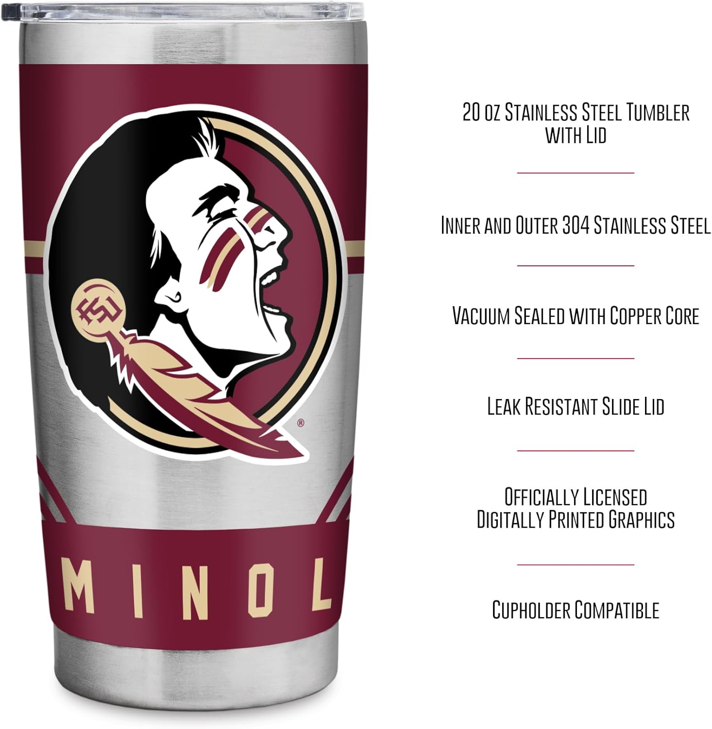 Rico Industries NCAA West Chester Golden Rams Standard 20oz Stainless Steel Tumbler with Lid - Great For Coffee, Tea, Water or Cocktails - Image 7