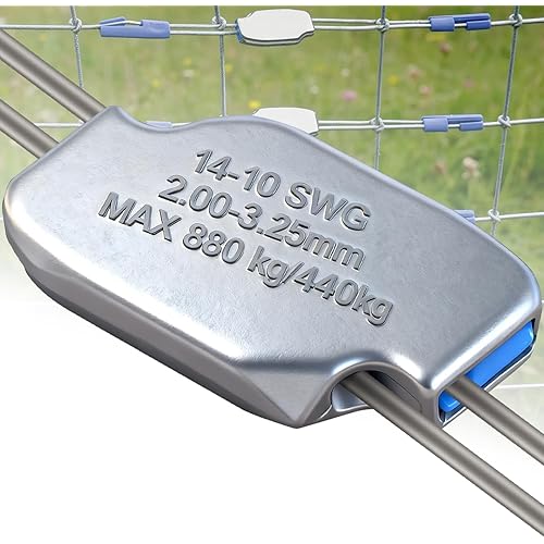 Adjustable Tension 14-10 Gauge Wire Joiner (50 ct) - Zinc-Aluminum Rust-Resistant Fence Connector, 880 lbs Load - Agricultural Fencing & Wire Mesh