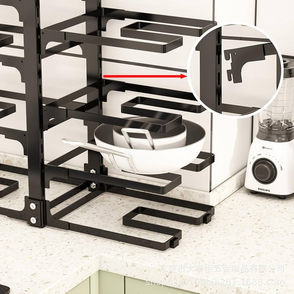 キッチンラック　ポット クックウェアスタンド おしゃれな鍋置き棚 8段 調理器具スタンド