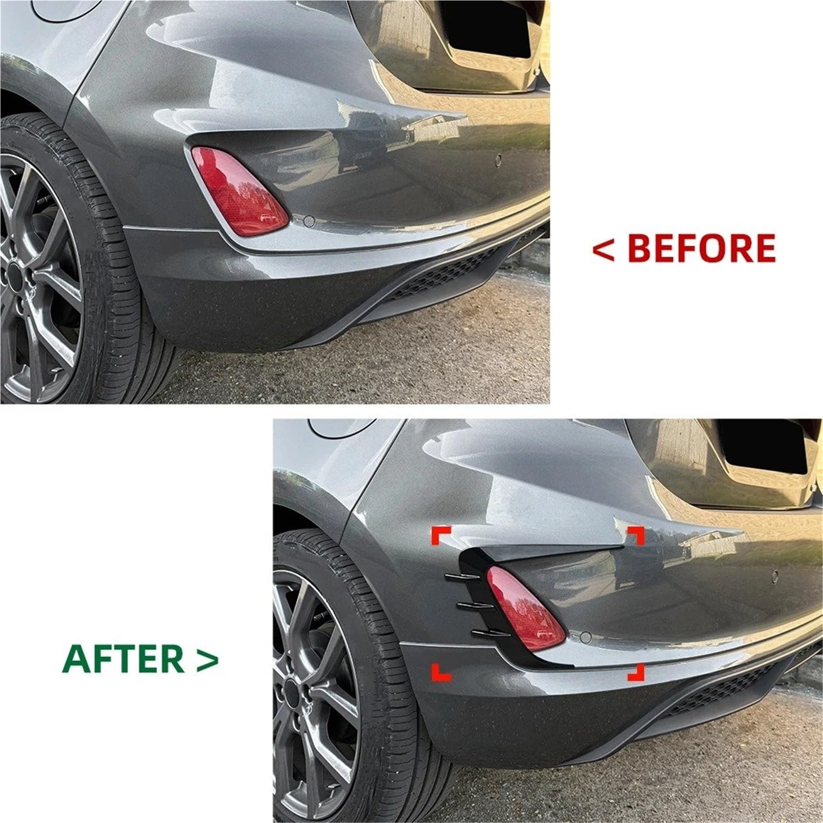 Auto Pedane laterali 2 Pezzi Per Ford Per Fiesta MK8 2018+ Splitter Paraurti Posteriore Spoiler Air Vent Cover Laterale Canard Body Kit