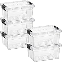 Vista 44 de Superio Cajas de almacenamiento transparentes con tapas, contenedores de plástico de 1.27 cuartos de galón para organizar, cajas apilables, sin BPA