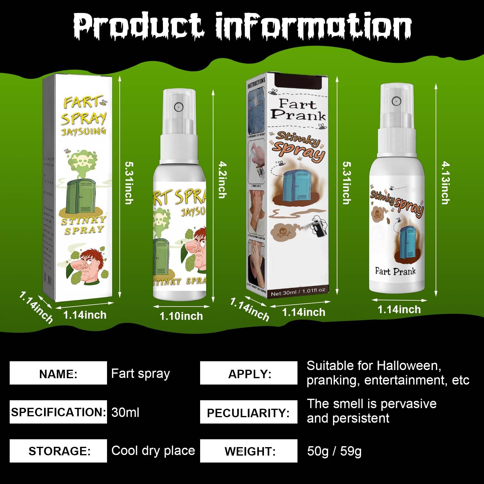 Allony Fart Spray,Fialette Puzzolenti, Spray Puzzolente per Scherzi,  Strumento Esilarante per Adulti,Cattivo Odore Estremamente Duraturo - Odore  di Cacca 30ml*2pcs : Amazon.it: Giochi e giocattoli