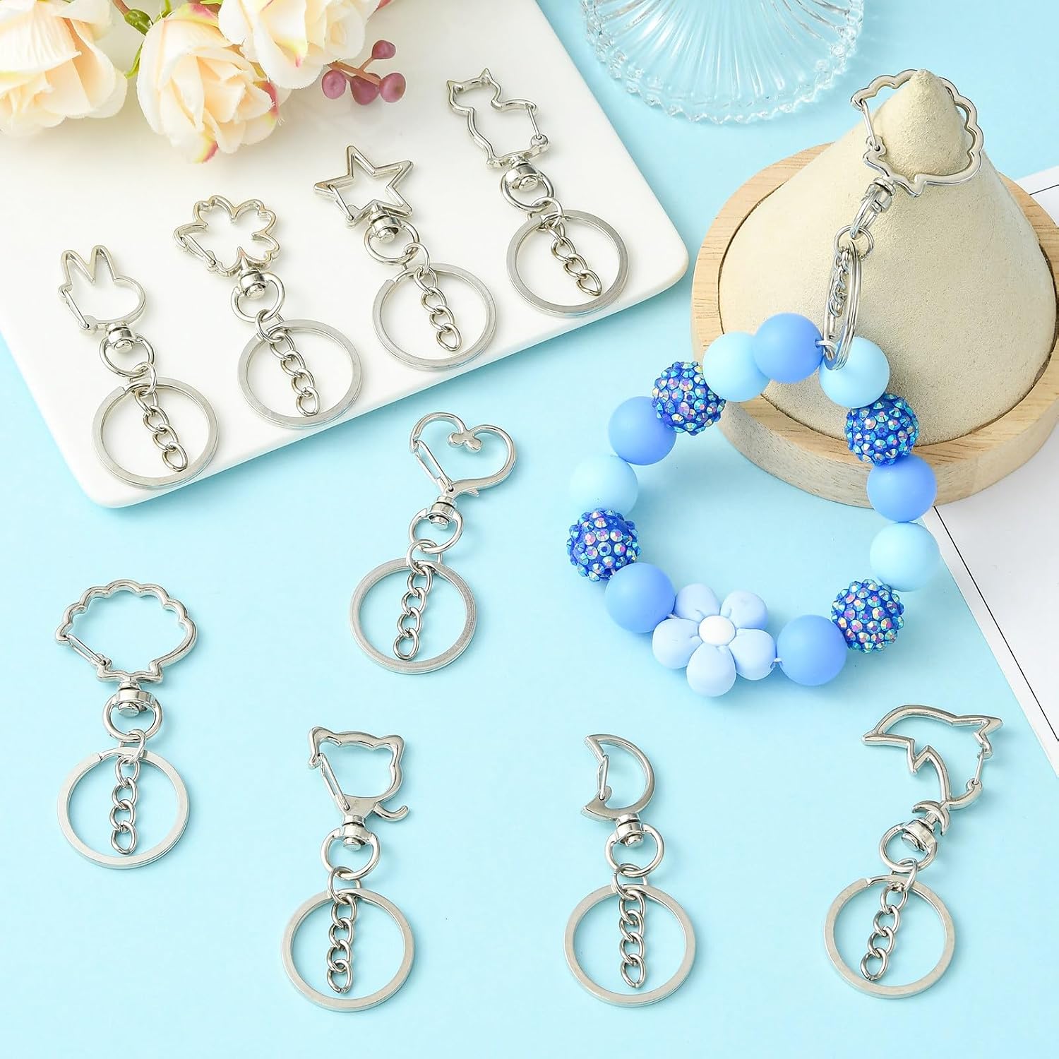 LiQunSweet 27 Pcs Keychain Making Kit with Snap Clasps for DIY Craft image 5