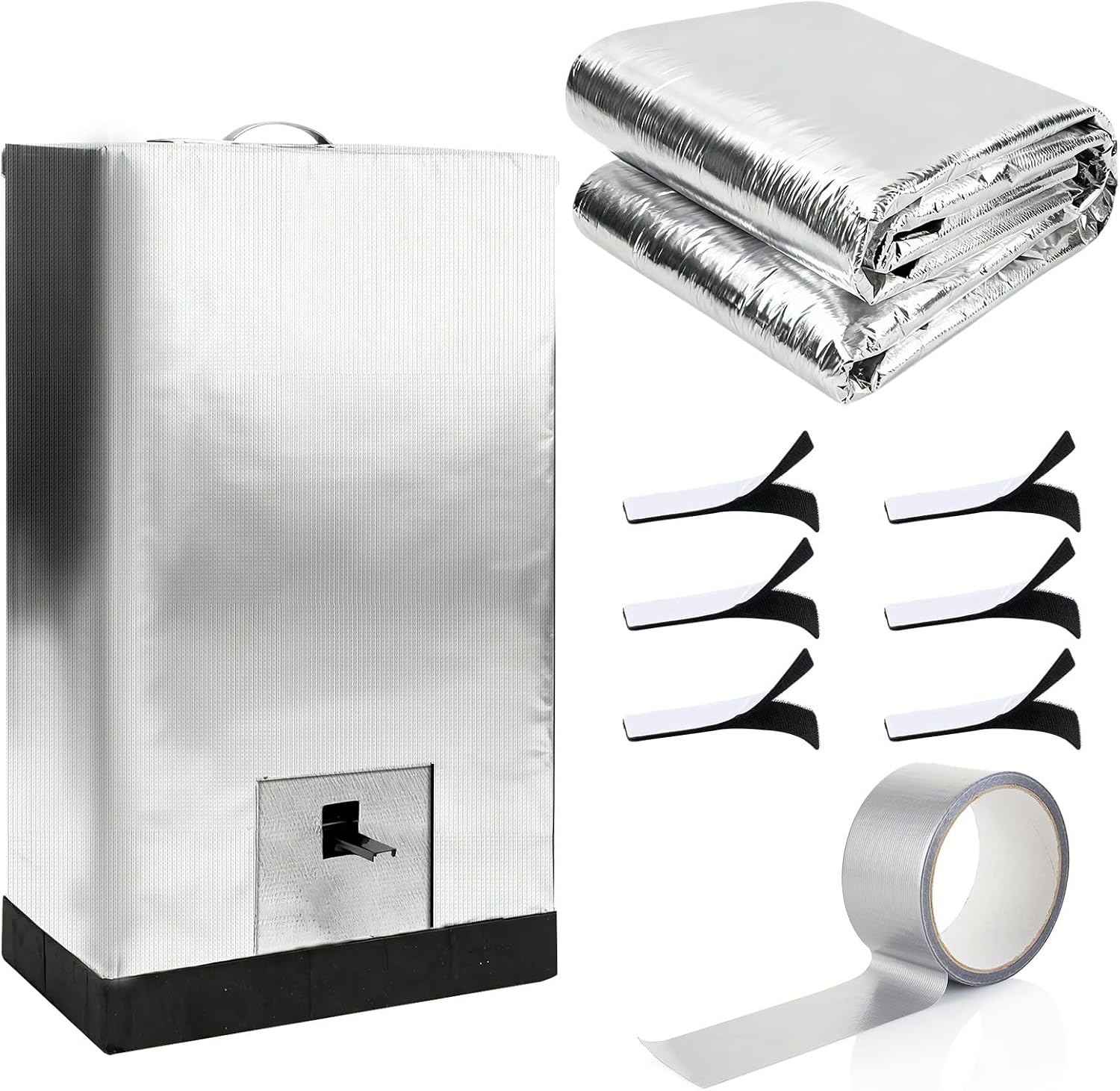 YIBOBO 2 Pack Electric Smoker Insulation Blanket - 24x63 Inch Pre-Oxidized Fiber & Foil Layer for Heat Retention, Complete Kit with Foil Tape & 6 Straps for Electric, Vertical, Pellet Smokers