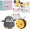 Crochet Kit for Beginners,Amigurumi Crochet Animal Kit,Crochet Starter Kit Step-by-Step Video Tutorials,Beginner Crochet Kit for Adults,Crocheting Kit-Penguin-Bee-Bunny