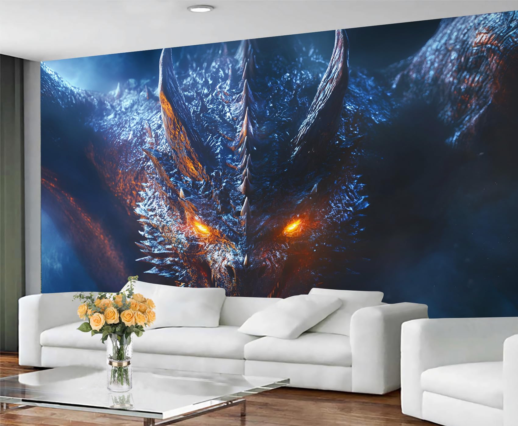 GIVLWF Wallpaper - Dragon Home Decor & Mural, Self Adhesive Wallpaper for Living Room, Western Ice Dragon Wall Mural, Fantasy Animals Bedroom Wall Paper, Peel and Stick — image 1