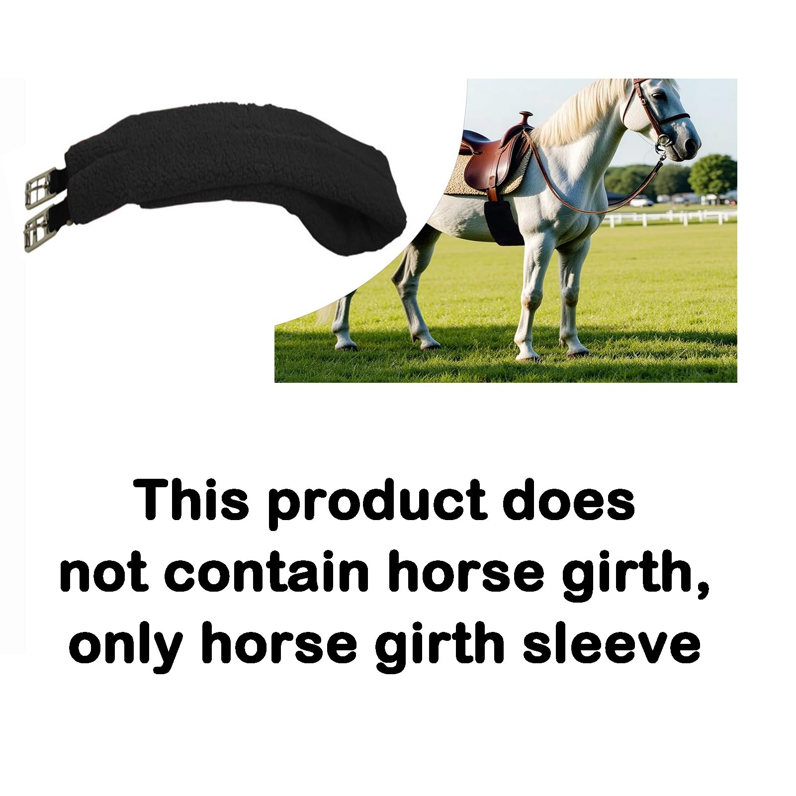 57Lilina Horse Fleece Girth Cover, Premium Sheepskin Dressage Cinch Cover for Horses, Soft Equestrian Sheep Skin Girth Protector for Belly Comfort and Sweat Absorption 39.37 * 5.51 Inches Black