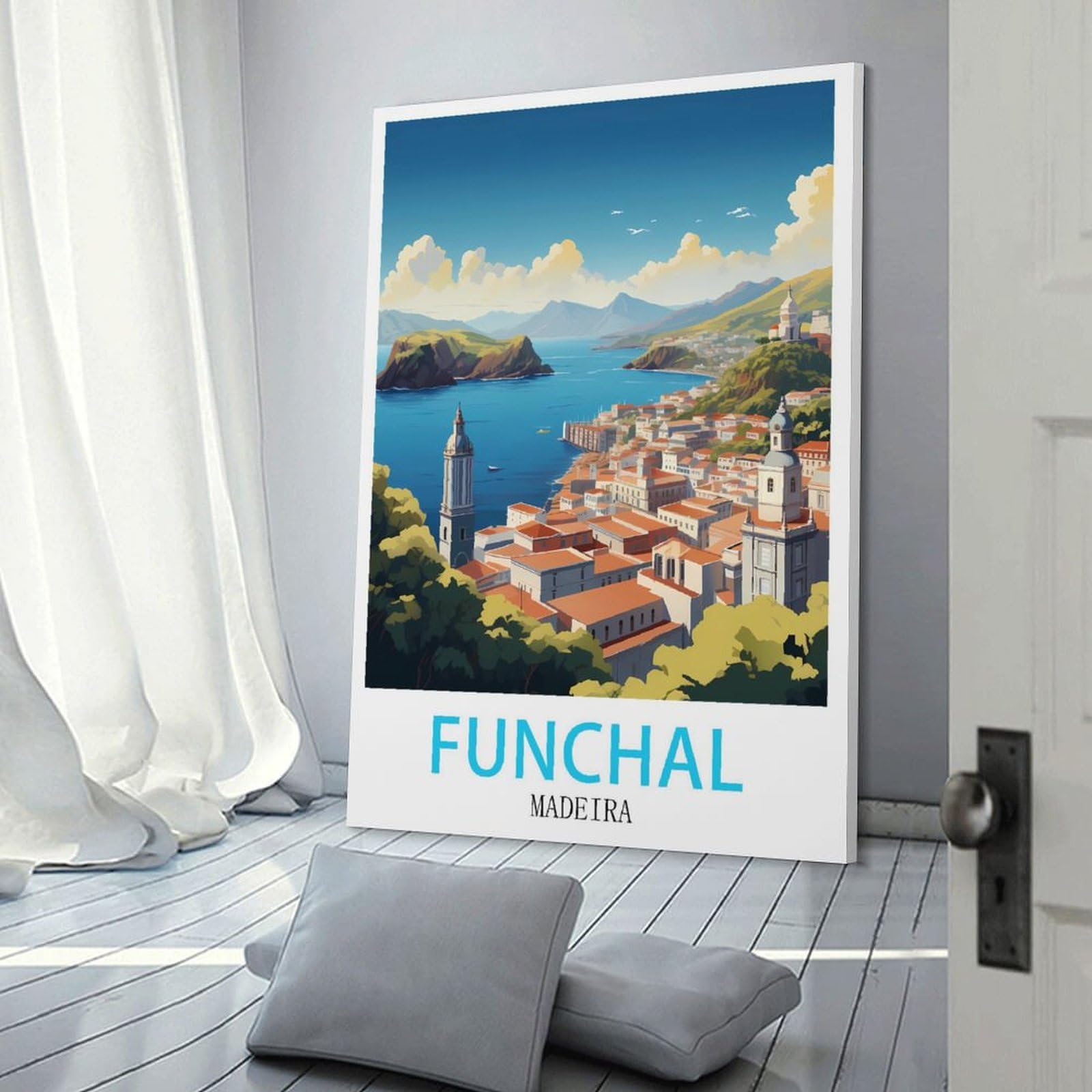 HXHNFERR Funchal Madère Poster vintage de voyage sur toile 40 x 60 cm