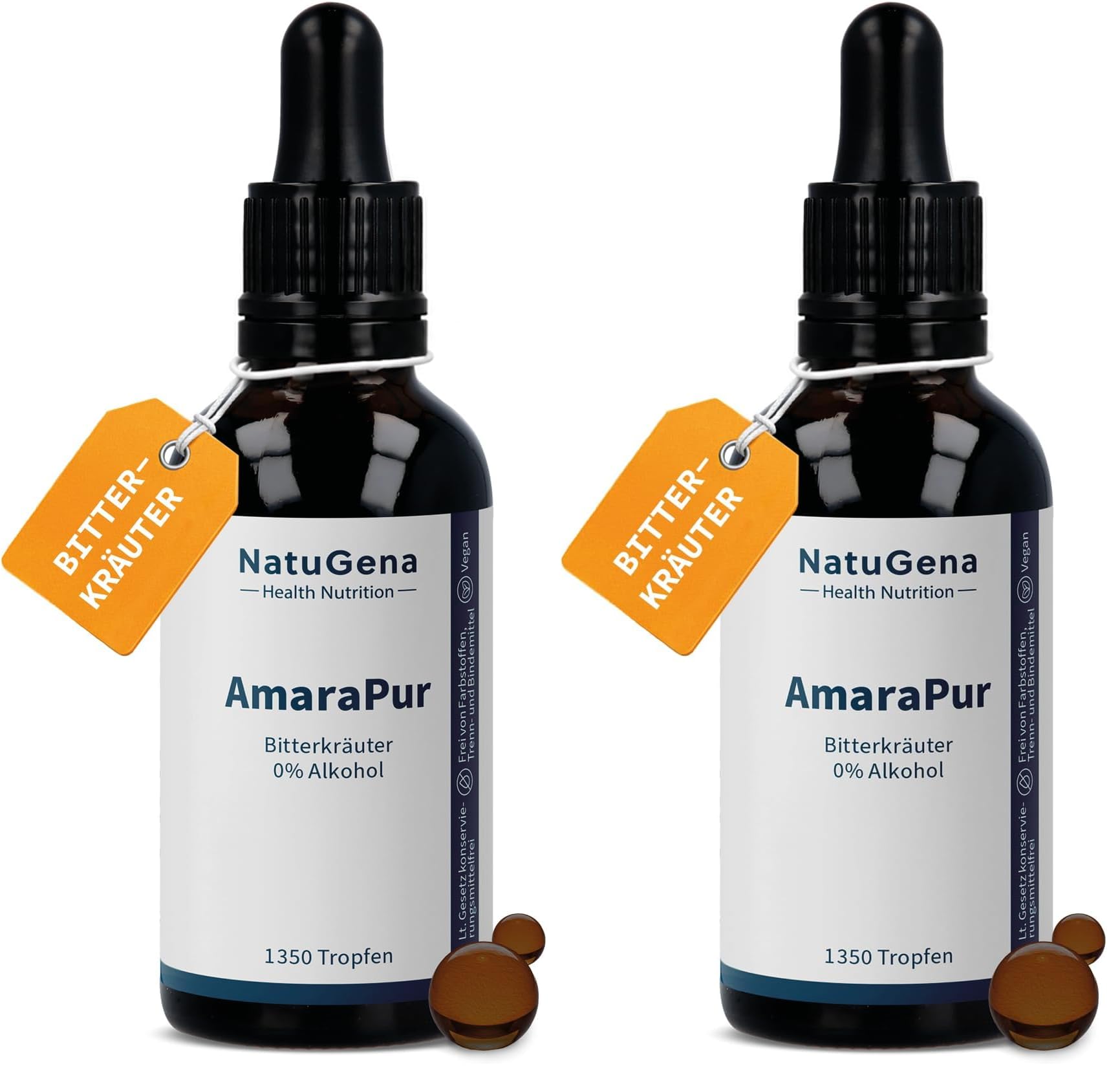 NatuGena AmaraPur – Bitterkräuter-Tinktur 0% Alkohol | 50 ml | 30 Tage (Packung mit 2)
