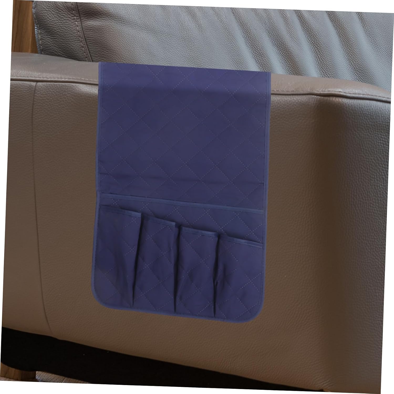 Garneck Sofa Armrest Organizer Bag for Couch Multi-functional Remote Control Holder with Pouch Easy to Hang Bedside Storage for Home Dorm and Bedroom Use Blue