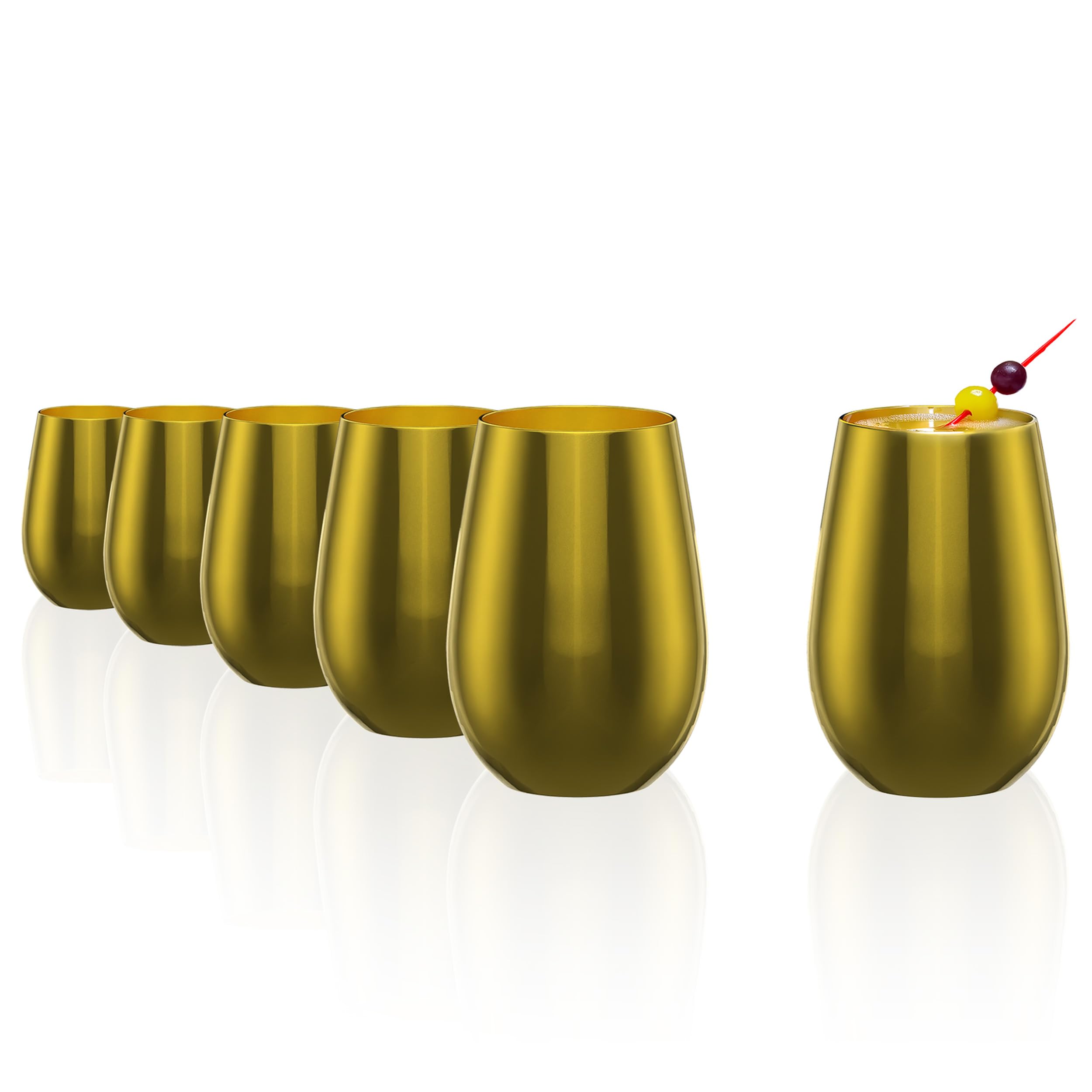 Stölzle Lausitz Elements Metallic Wassergläser Gold 465 ml, 6er-Set | Goldfarbene Wasser-, Saft- und Allroundgläser für Cocktails und Getränke, aus Kristallglas, stoßfest & spülmaschinengeeignet