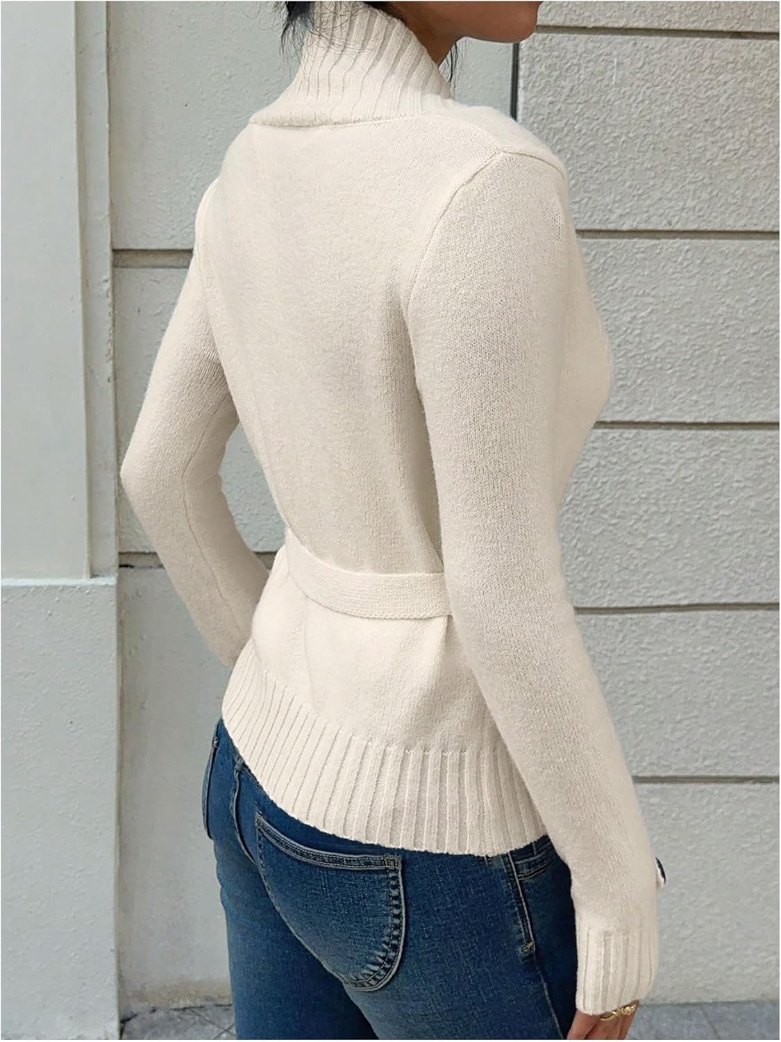 GORGLITTER Women's Wrap Tops V Neck Tie Side Cardigan Long Sleeve Lightweight Sweaters Spring Clothes 2026 Apricot Medium - Image 2