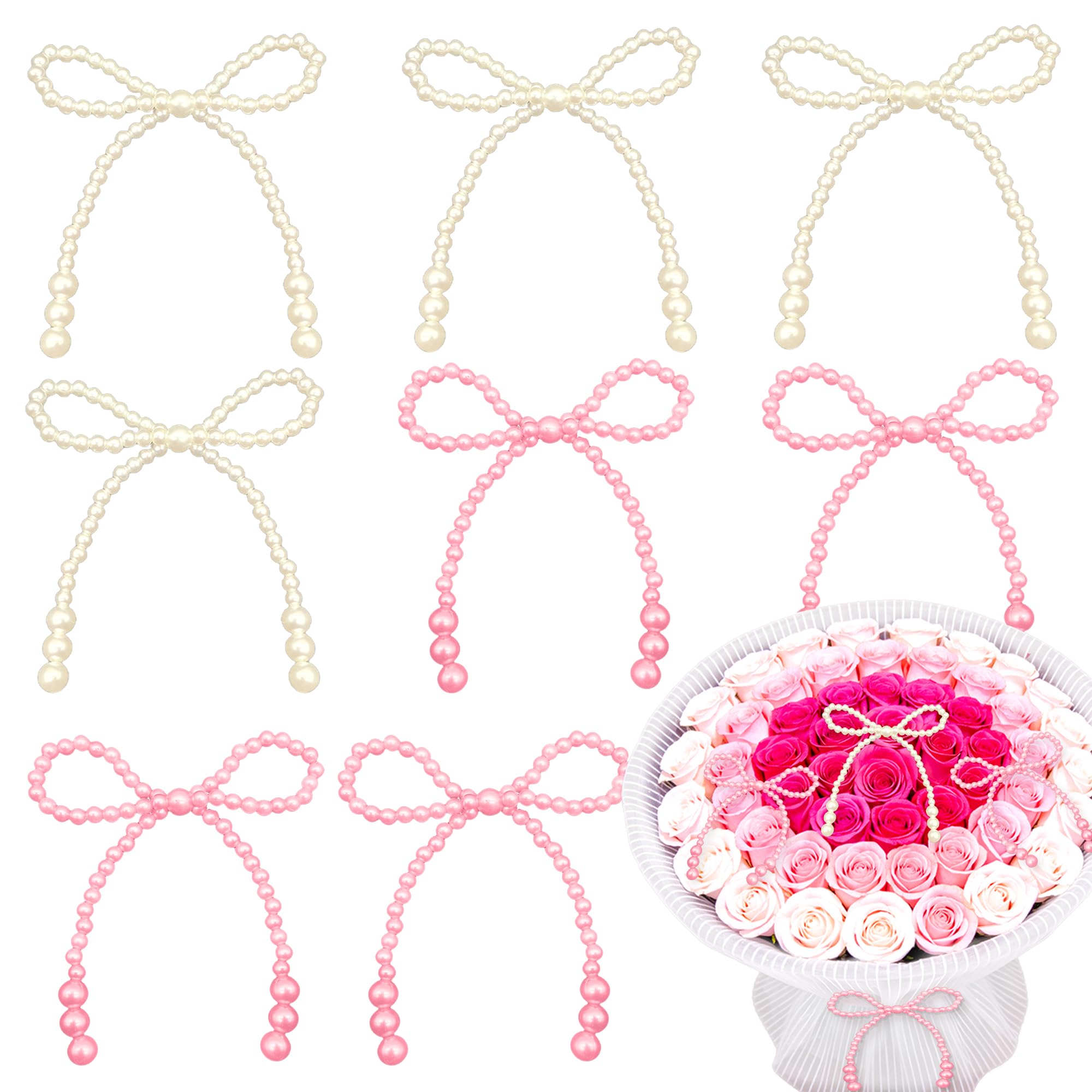 Pearl Beaded Bow Ornaments Bouquet Decor Bridal Shower Party Supplies