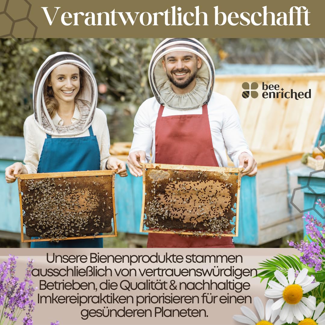 Propolis Tropfen ohne Alkohol 39% 1480 mg - Mighty Propolis Essentials 100 ml mit Bienen Pollen Hochdosiert - Natürliche Unterstützung bei Erkältungen auch für Kinder von Bee Enriched | Tinktur