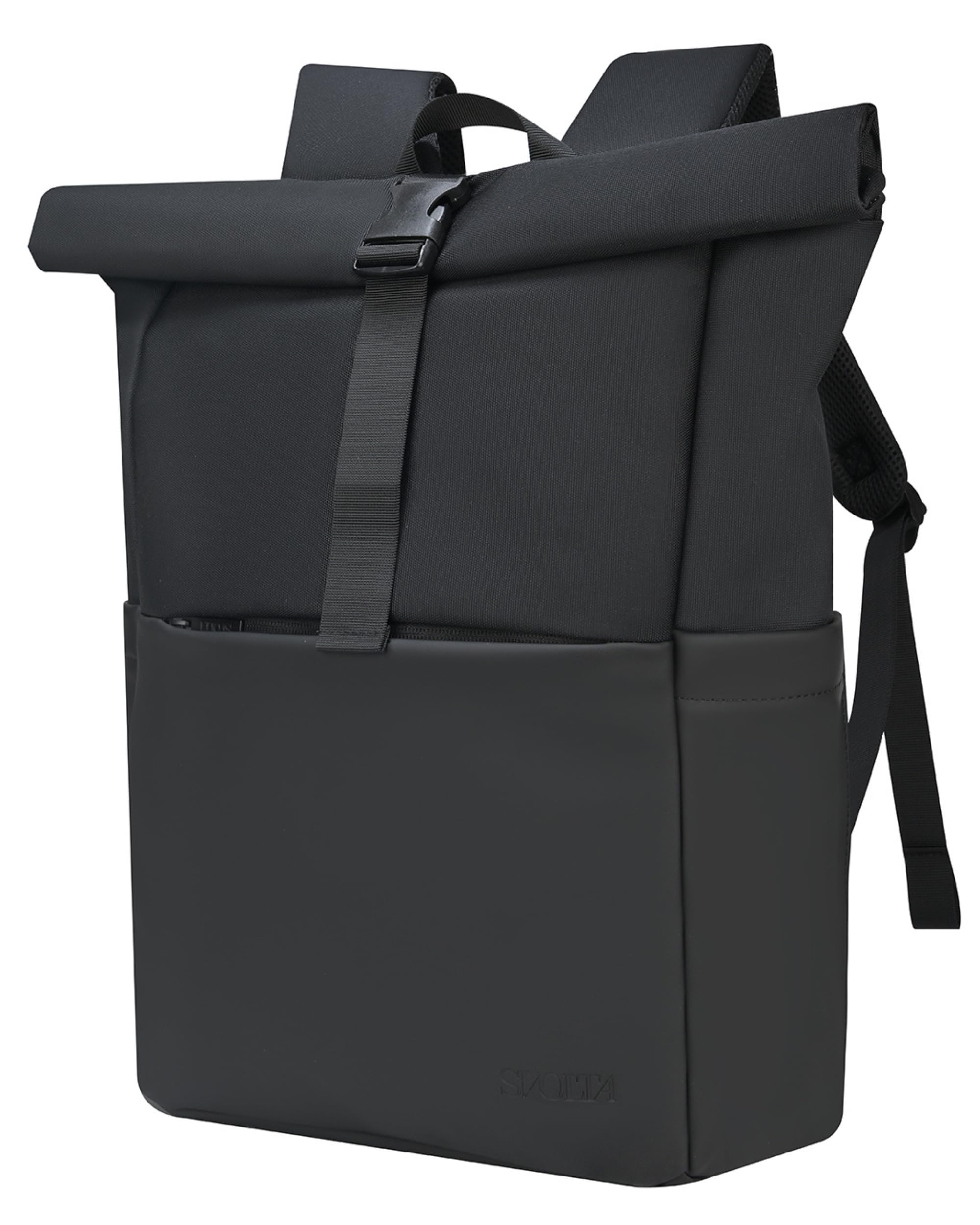 SVOLTA Mochila Portátil Mujer y Hombre, Bolso Enrollable Negro 25L