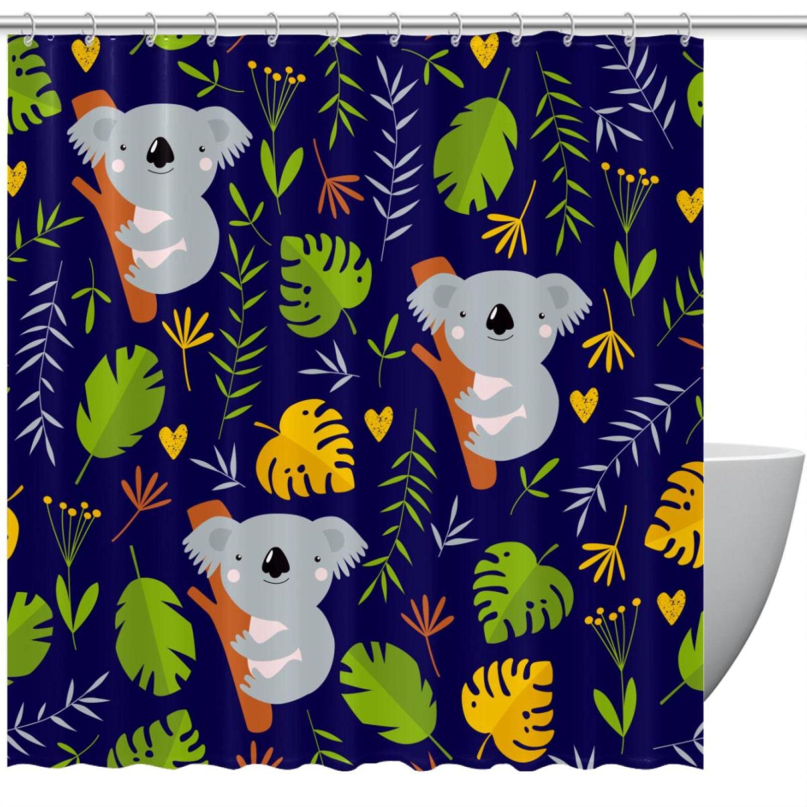 Rideau de douche koala bleu pour éviter le sol mouillé de la salle de bain