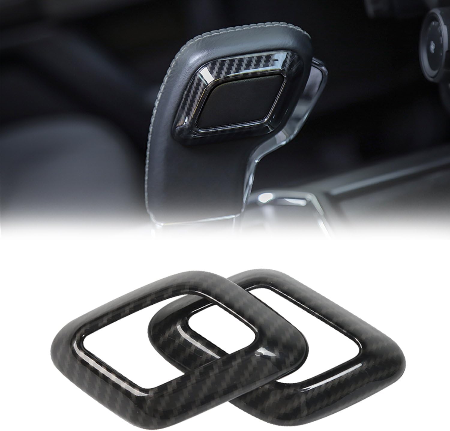 Voodonala Carbon Fiber Black Gear Shifter Head Deacorative Trim for Ford F150 2015 2016 2017 2018 2019 2020(ABS,2Pcs)